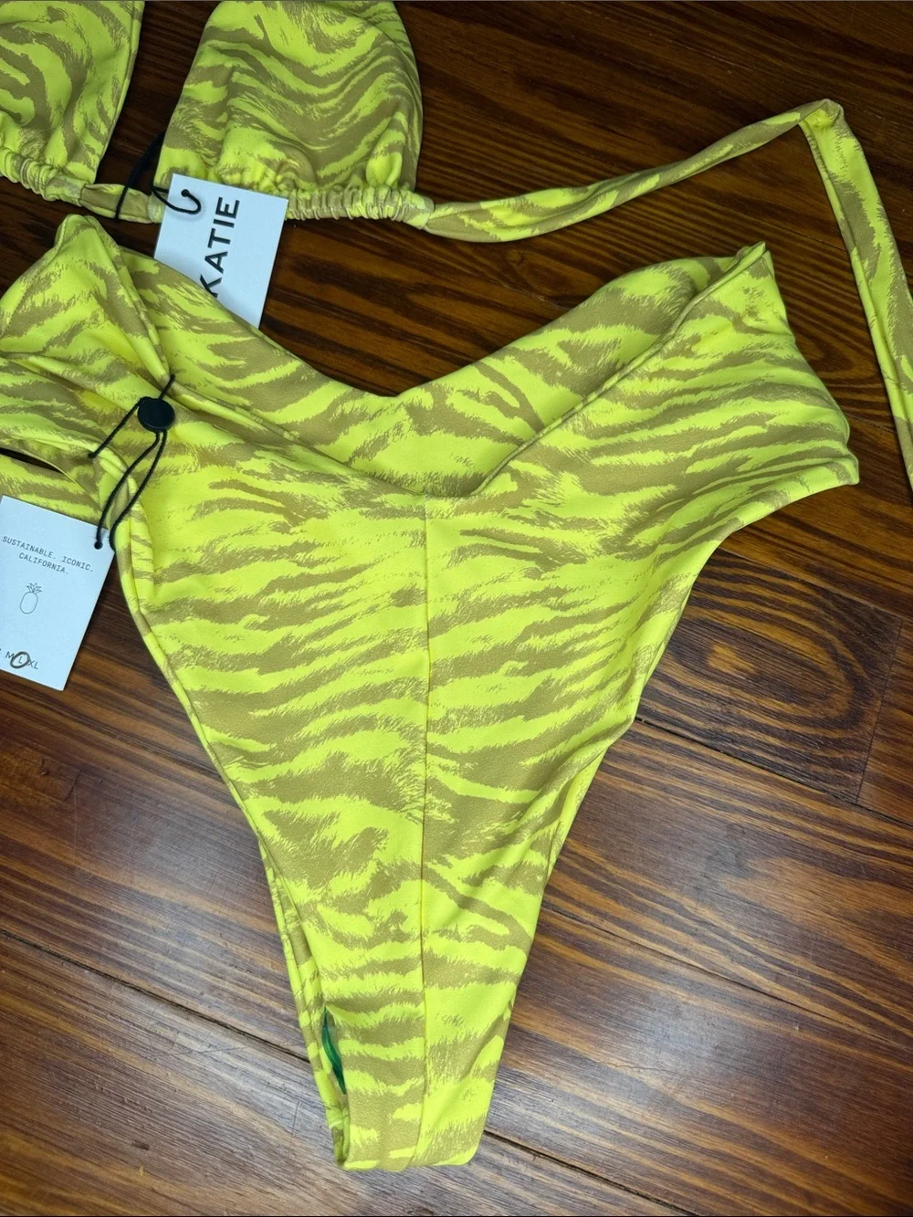 SKATIE Yellow Zebra-Print bikini